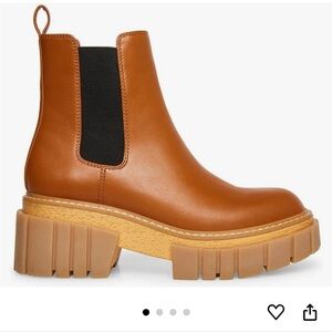 Madden Cognac Brown Chunky Heels Ankle Boots